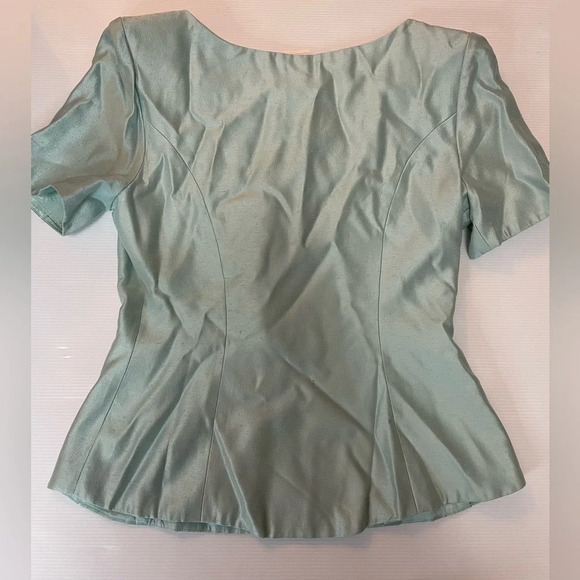 VTG Watters & Watters Jacket MIDI Skirt Suit Set Mint Green Size 8 - 12 - Picture 3 of 13